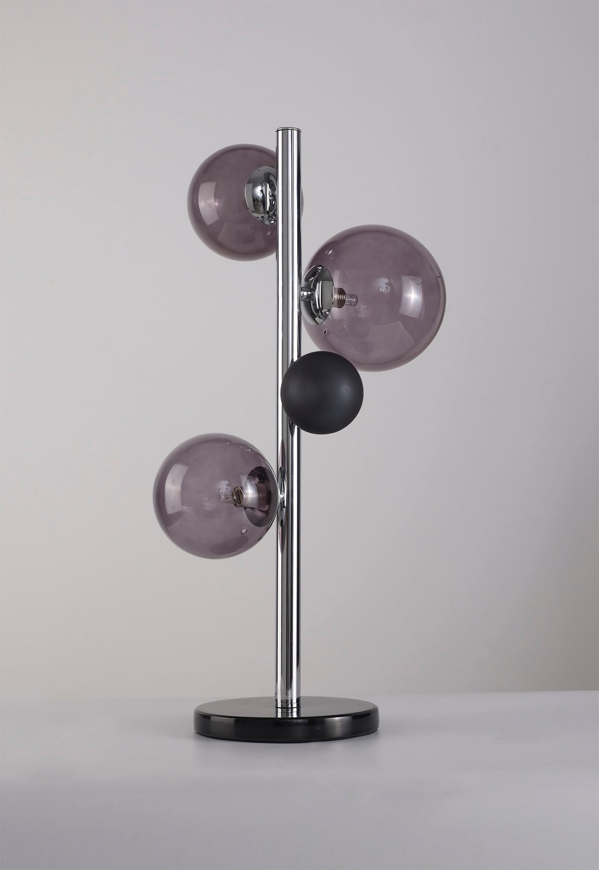 Suggett Table Lamp, 3 x G9, Polished Chrome/Smoked Glass With Black Marble Base
