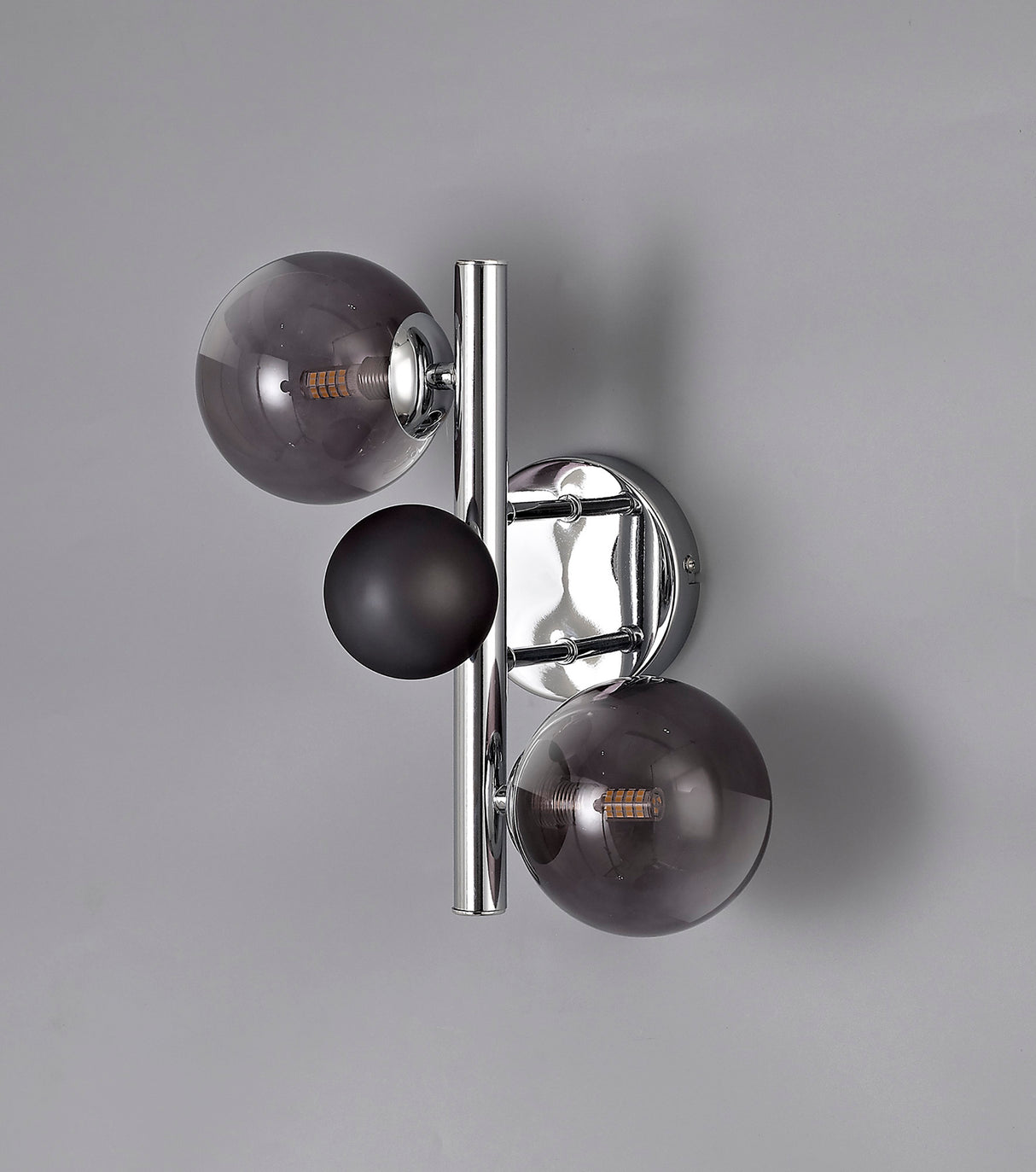 Suggett Wall Lamp, 2 x G9, Polished Chrome/Smoked Glass