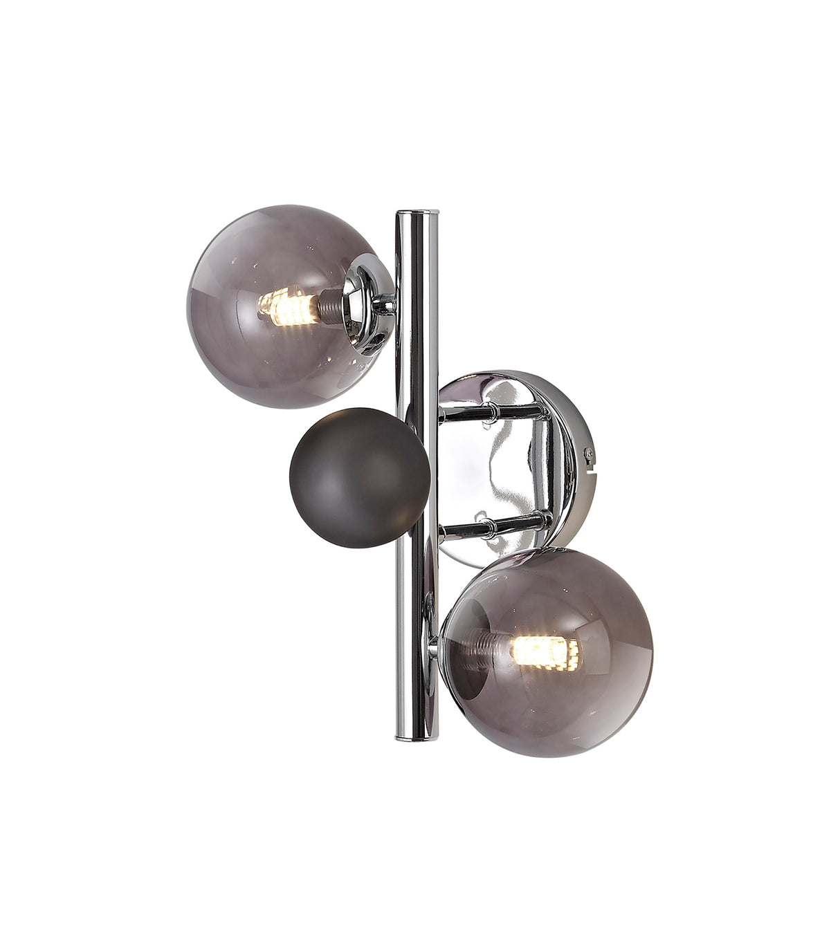 Suggett Wall Lamp, 2 x G9, Polished Chrome/Smoked Glass