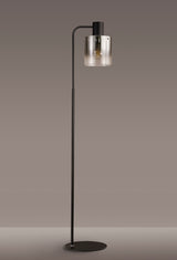 Chisholm Large Floor Lamp, 1 Light E27, Black / Smoke Fade Glass