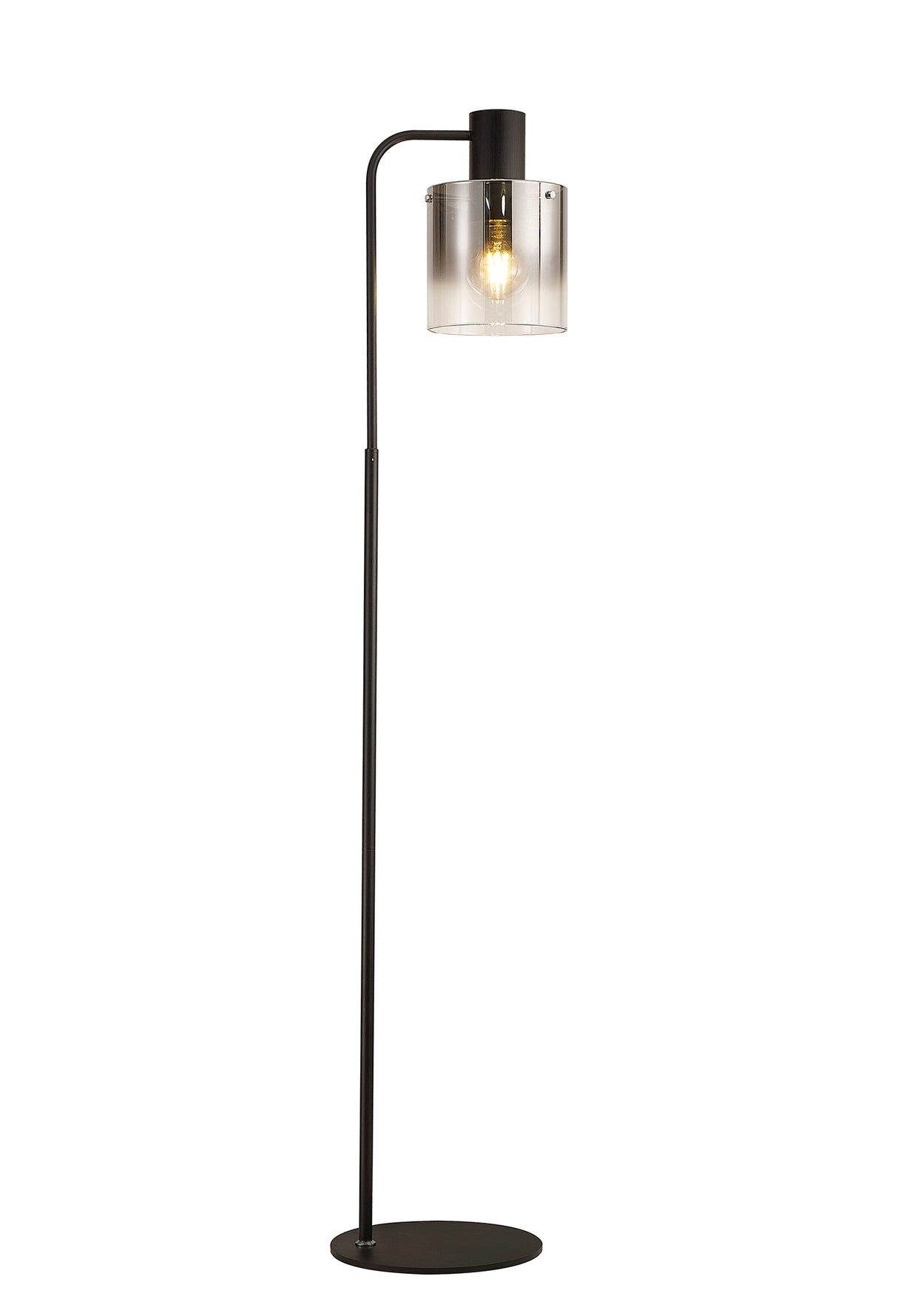 Chisholm Large Floor Lamp, 1 Light E27, Black / Smoke Fade Glass