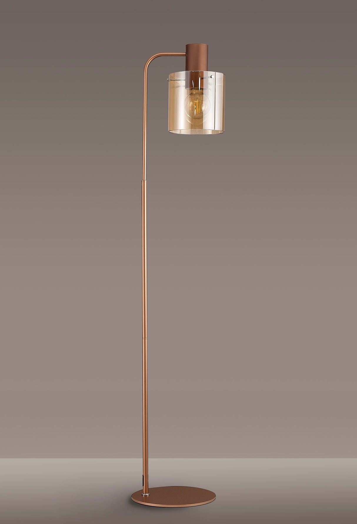 Chisholm Large Floor Lamp, 1 Light E27, Mocha / Amber Glass