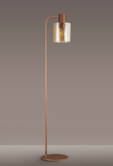 Chisholm Large Floor Lamp, 1 Light E27, Mocha / Amber Glass