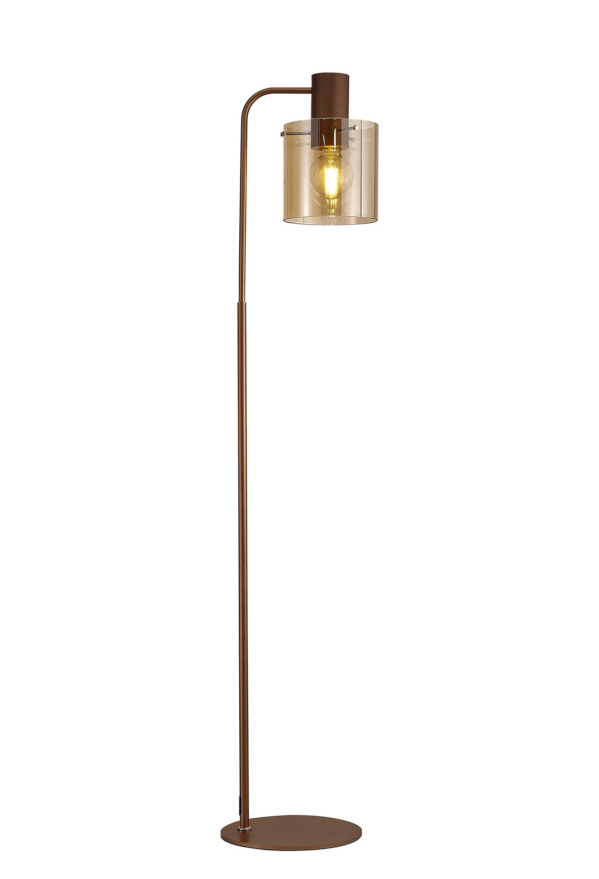 Chisholm Large Floor Lamp, 1 Light E27, Mocha / Amber Glass