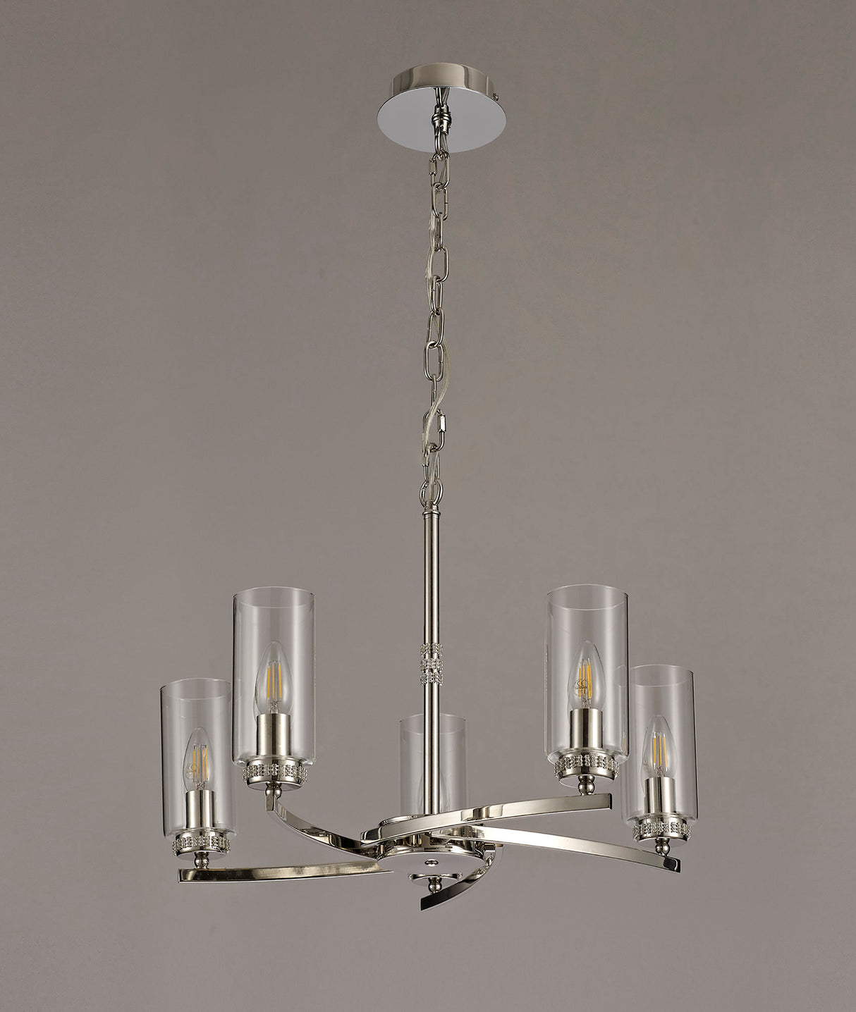 Gates Pendant/Semi Flush, 5 x E14, Polished Nickel