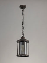 Basey Pendant, 1 x E27, Antique Bronze/Clear Glass, IP54, 2yrs Warranty