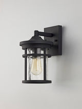 Gray Wall Lamp, 1 x E27, Black/Clear Crackled Glass, IP54, 2yrs Warranty