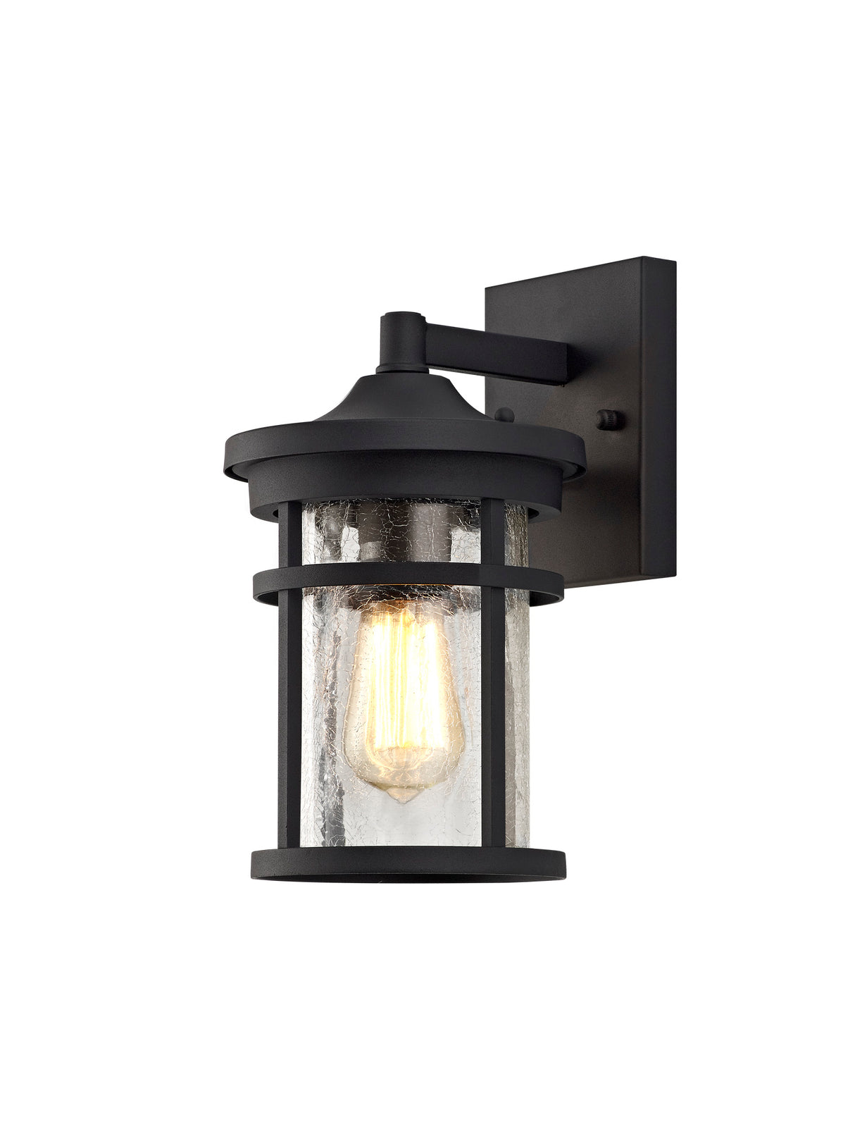 Gray Wall Lamp, 1 x E27, Black/Clear Crackled Glass, IP54, 2yrs Warranty