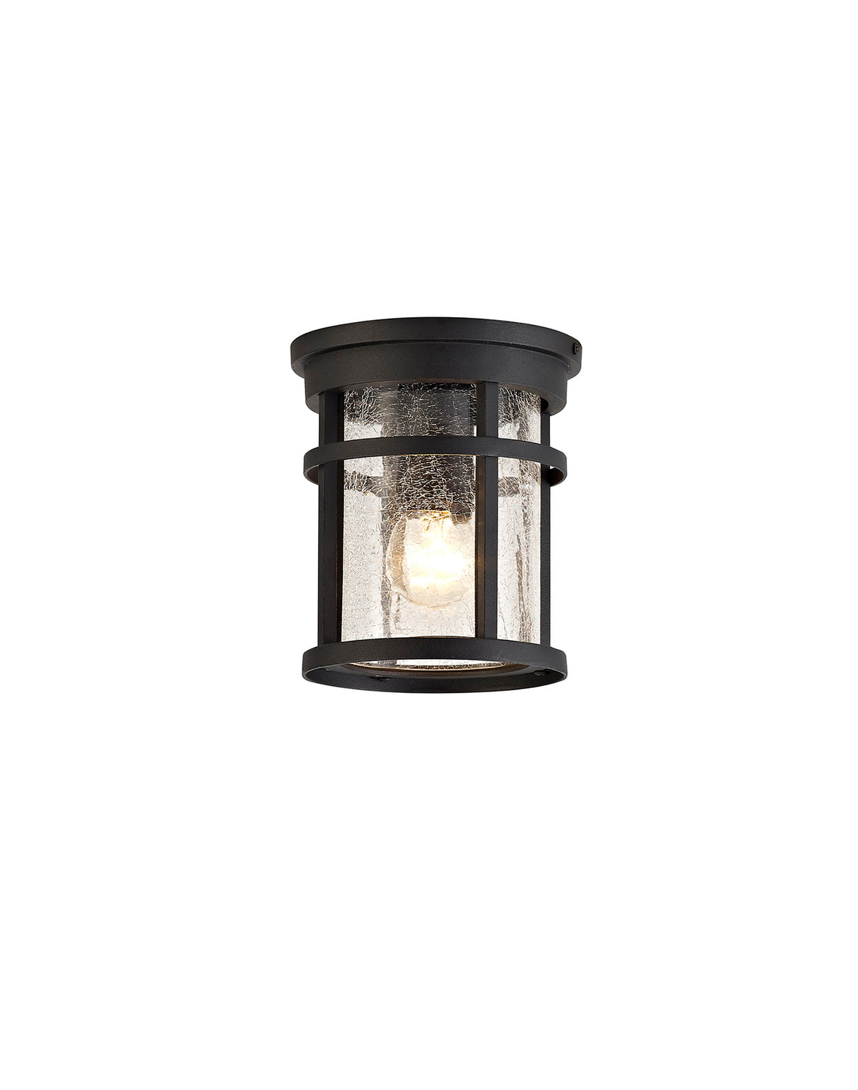 Gray Ceiling, 1 x E27, Black/Clear Crackled Glass, IP54, 2yrs Warranty