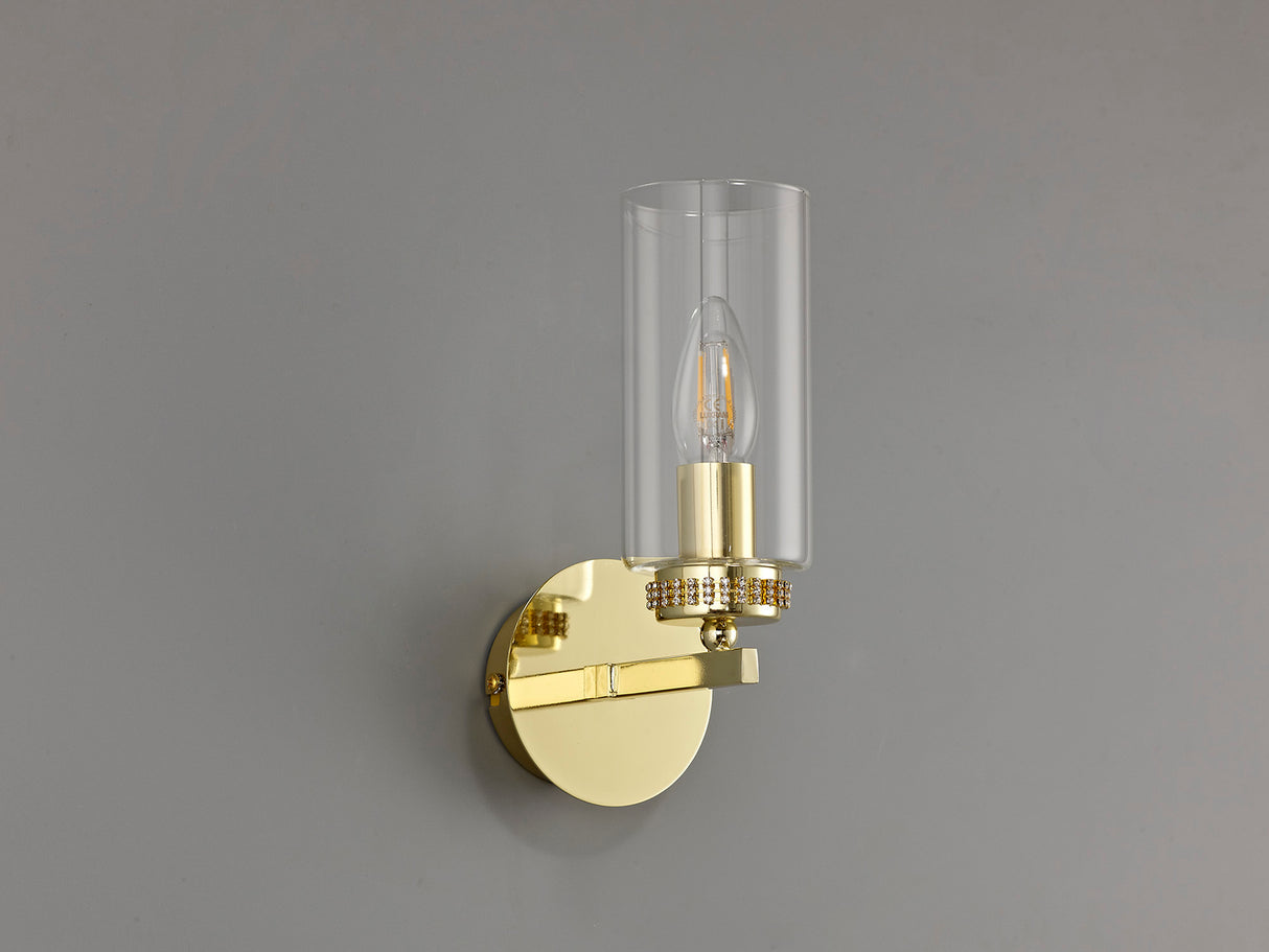 Gates Wall Lamp Switched, 1 x E14, Polished Gold