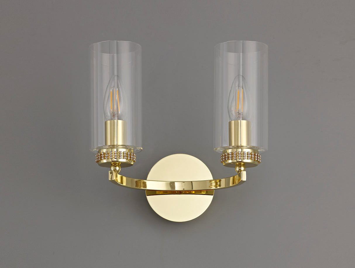 Gates Wall Lamp Switched, 2 x E14, Polished Gold