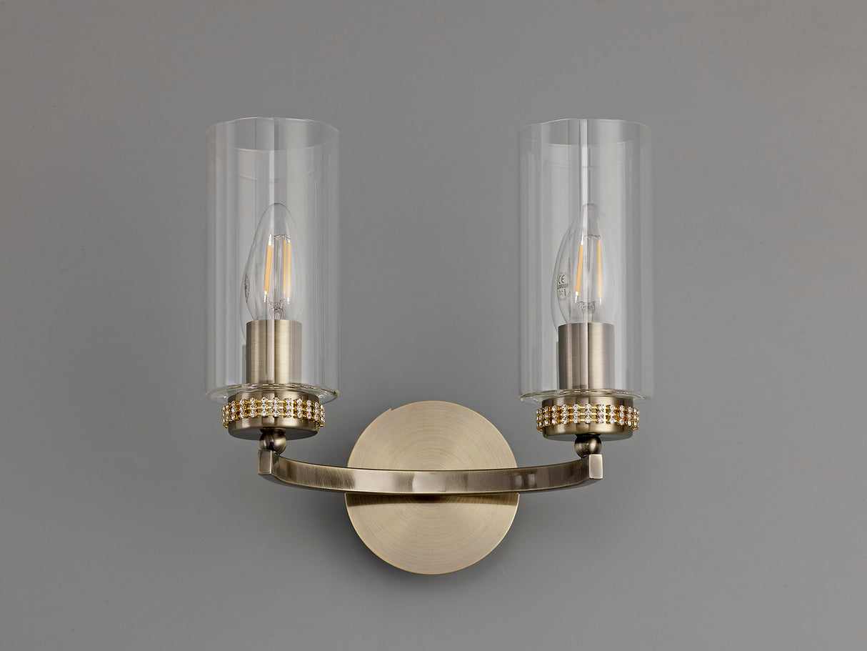 Gates Wall Lamp Switched, 2 x E14, Antique Brass