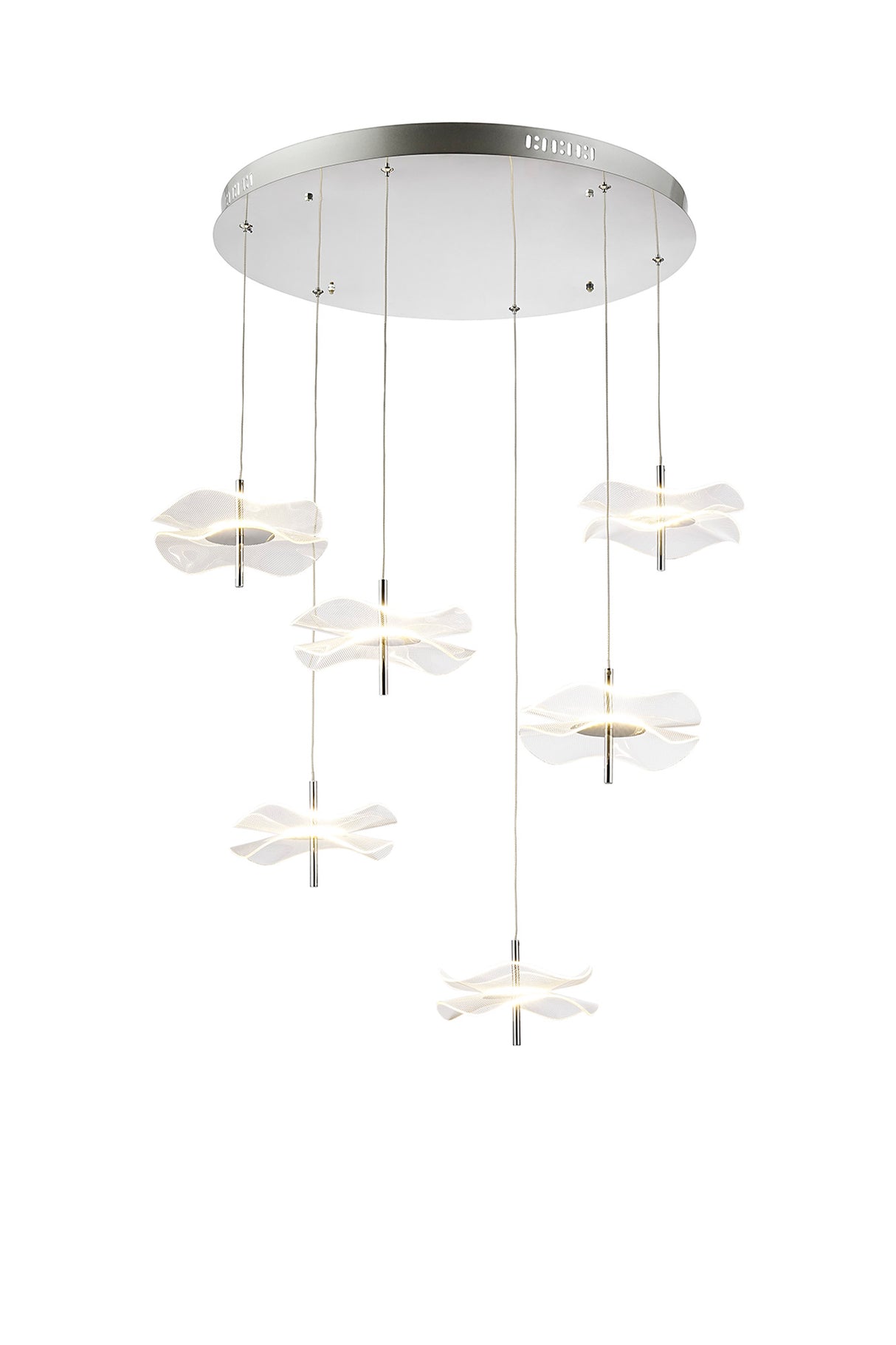 Corner Round Pendant, 6 x 6W LED, 4000K, 2800lm, Polished Chrome, 3yrs Warranty