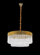 Longhorn 80cm Pendant Round 12 Light E14, Brass/Clear Sculpted Glass, Item Weight: 25.4kg