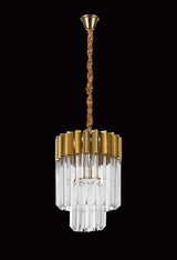 Longhorn 30cm Pendant Round 4 Light E14, Brass/Clear Sculpted Glass