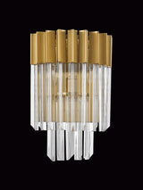 Longhorn 27.5 x H41cm Wall 3 Light E14, Brass/Clear Sculpted Glass