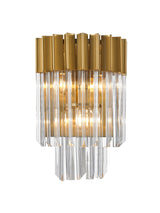 Longhorn 27.5 x H41cm Wall 3 Light E14, Brass/Clear Sculpted Glass