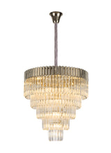 Longhorn 80cm Pendant Round 5 Tier 19 Light E14, Polished Nickel/Clear Sculpted Glass, Item Weight: 30.2kg