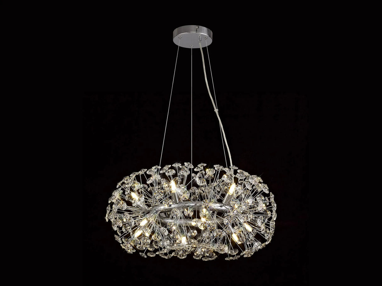 Byrne Ring Pendant 60cm 12 x G9 Polished Chrome/Crystal