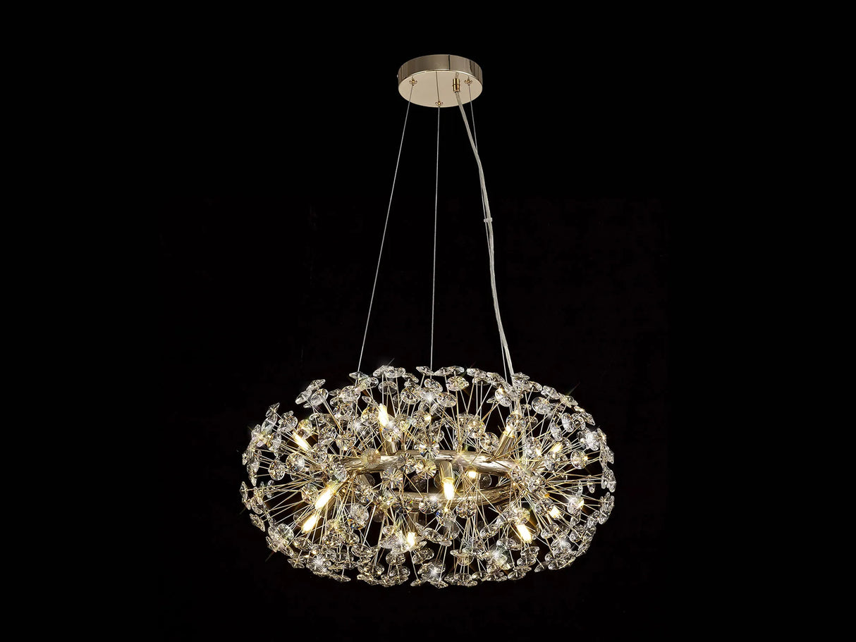 Byrne Ring Pendant 60cm 12 x G9 French Gold/Crystal