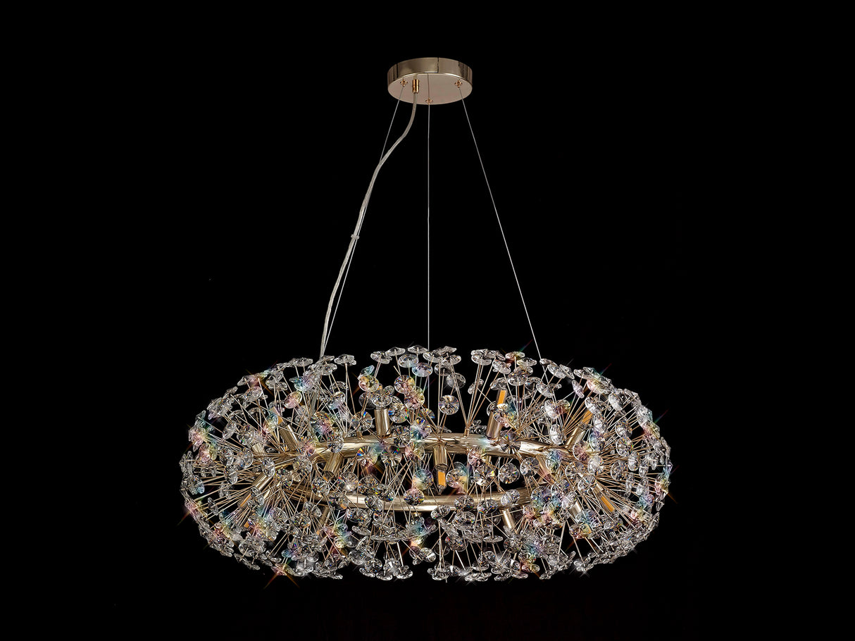 Byrne Pendant 80cm Ring 20 Light G9 French Gold/Crystal