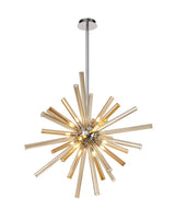 Hamilton Pendant 16 Light G9, Amber & Champagne/Polished Chrome