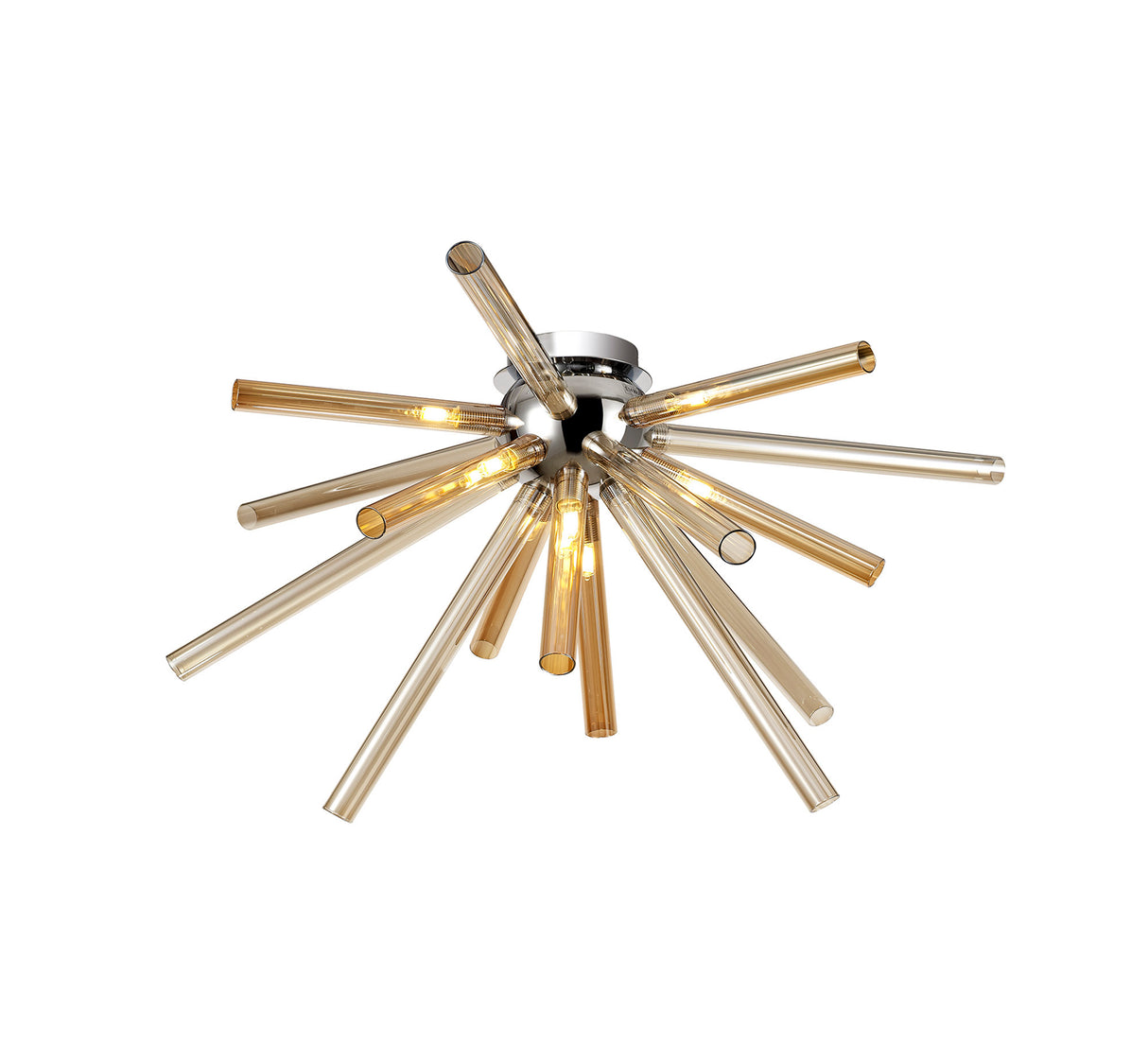 Hamilton Semi Flush 8 Light G9, Amber & Champagne/Polished Chrome