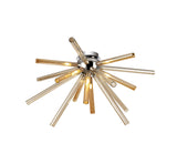 Hamilton Semi Flush 8 Light G9, Amber & Champagne/Polished Chrome