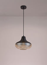 Herd Single Vase Pendant 1 Light E27, Black/Amber Glass