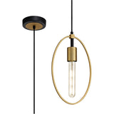 Hodgson Single Small Circle Pendant, 1 Light E27, Sand Gold/Matt Black