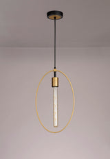 Hodgson Single Large Circle Pendant, 1 Light E27, Sand Gold/Matt Black