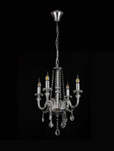 Hawley Chandelier Pendant, 4 Light E14, Polished Chrome/Clear Glass/Crystal
