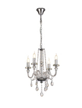 Hawley Chandelier Pendant, 4 Light E14, Polished Chrome/Clear Glass/Crystal