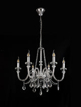 Hawley Chandelier Pendant, 6 Light E14, Polished Chrome/Clear Glass/Crystal, (ITEM REQUIRES CONSTRUCTION/CONNECTION)