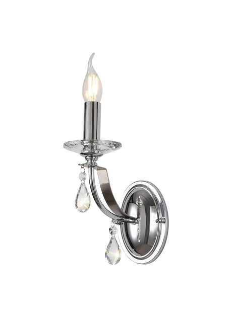 Malone Wall Lamp 1 x E14, Polished Chrome/Satin Nickel/Clear Crystal
