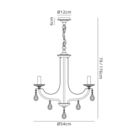 Malone Pendant 3 x E14 Polished Chrome/Satin Nickel/Clear Crystal