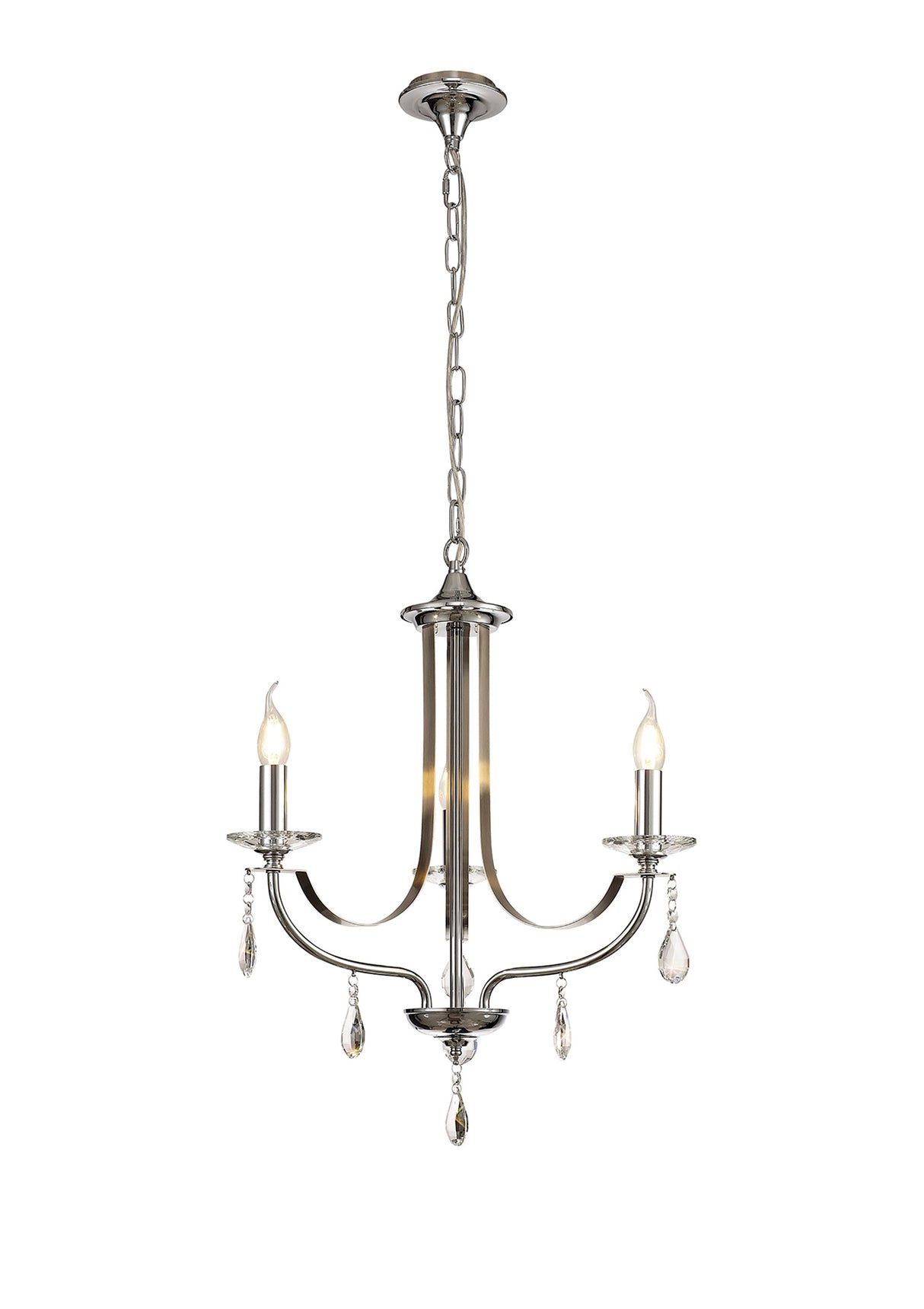 Malone Pendant 3 Light E14 Polished Chrome/Satin Nickel/Clear Crystal