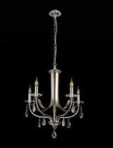 Malone Pendant 5 Light E14, Polished Chrome & Satin Nickel/Clear Crystal