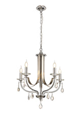 Malone Pendant 5 Light E14, Polished Chrome & Satin Nickel/Clear Crystal