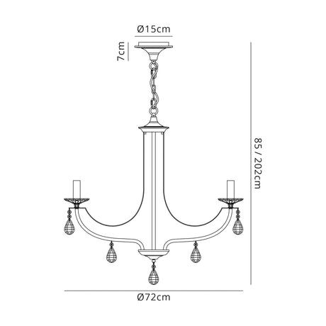 Malone Pendant 8 x E14 Polished Chrome/Satin Nickel/Clear Crystal