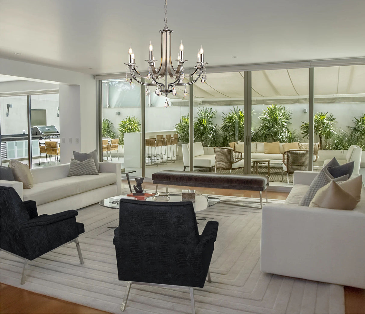 Malone Pendant 8 Light E14 Polished Chrome/Satin Nickel/Clear Crystal