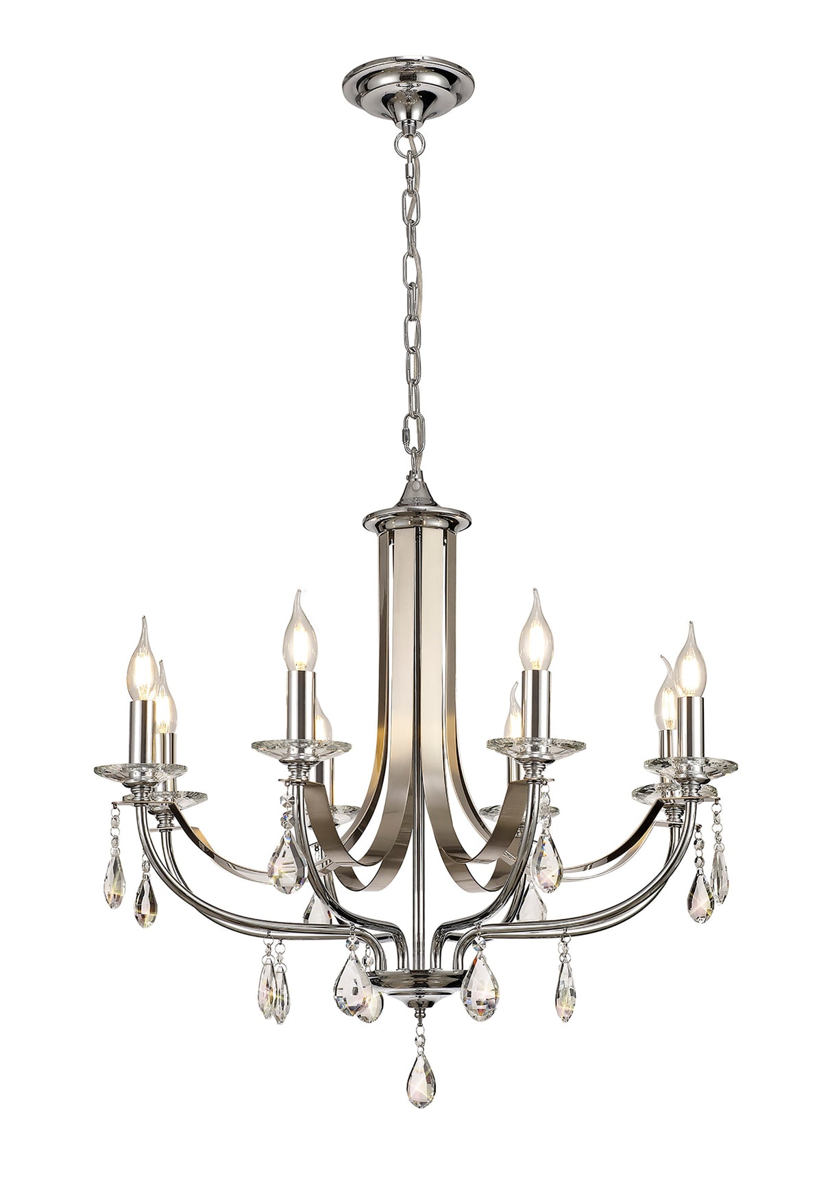 Malone Pendant 8 Light E14 Polished Chrome/Satin Nickel/Clear Crystal