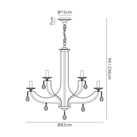 Malone Pendant 12 x E14 Polished Chrome/Satin Nickel/Clear Crystal