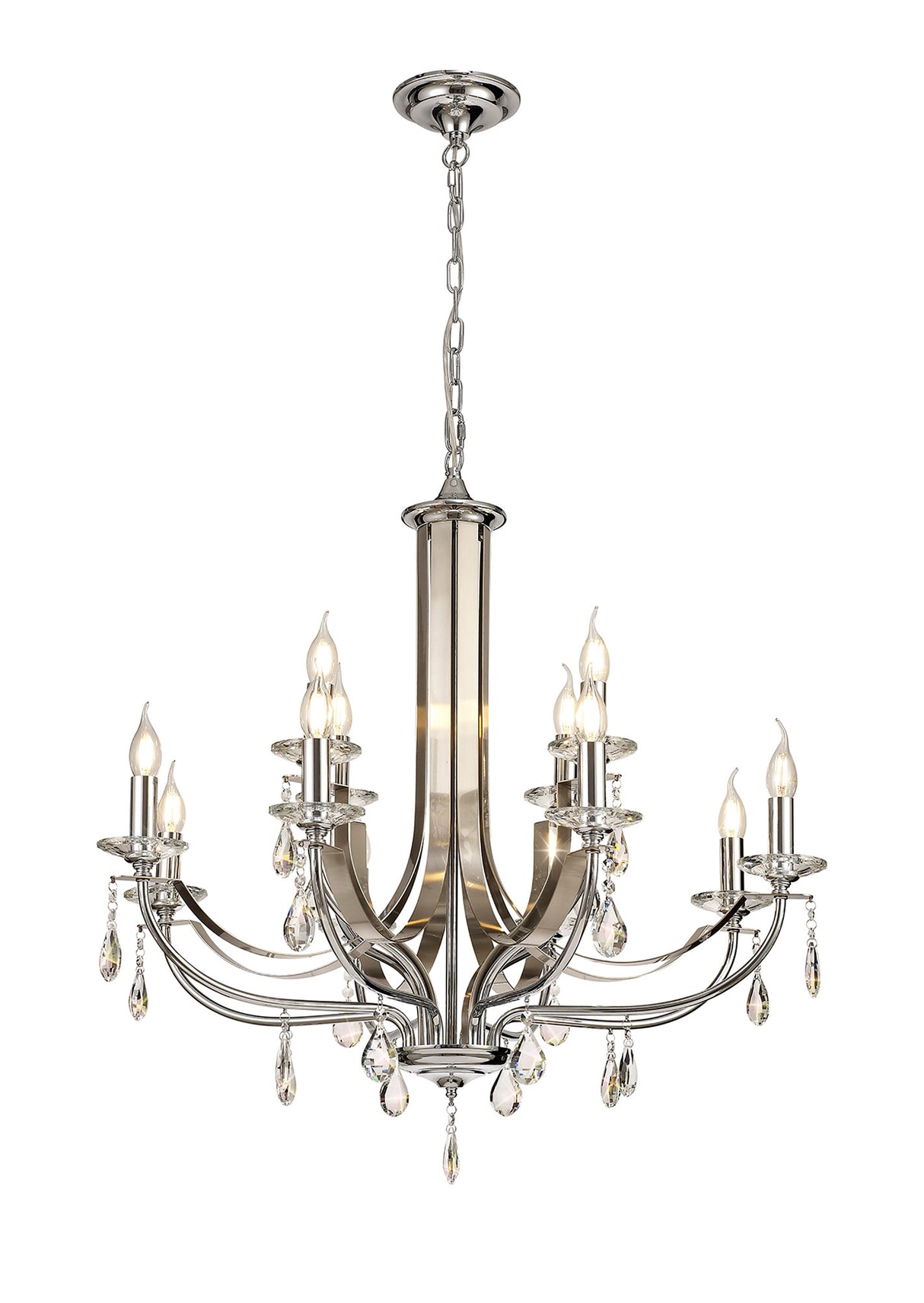 Malone Pendant 12 Light E14 Polished Chrome/Satin Nickel/Clear Crystal