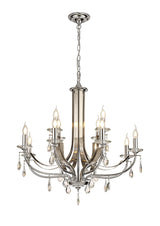 Malone Pendant 12 Light E14 Polished Chrome/Satin Nickel/Clear Crystal