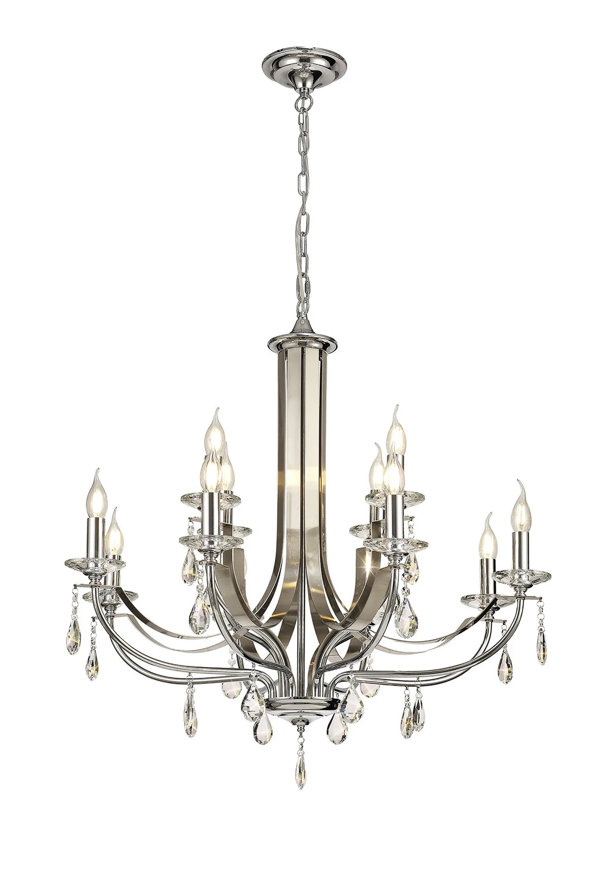 Malone Pendant 12 x E14 Polished Chrome/Satin Nickel/Clear Crystal