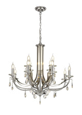 Malone Pendant 12 x E14 Polished Chrome/Satin Nickel/Clear Crystal