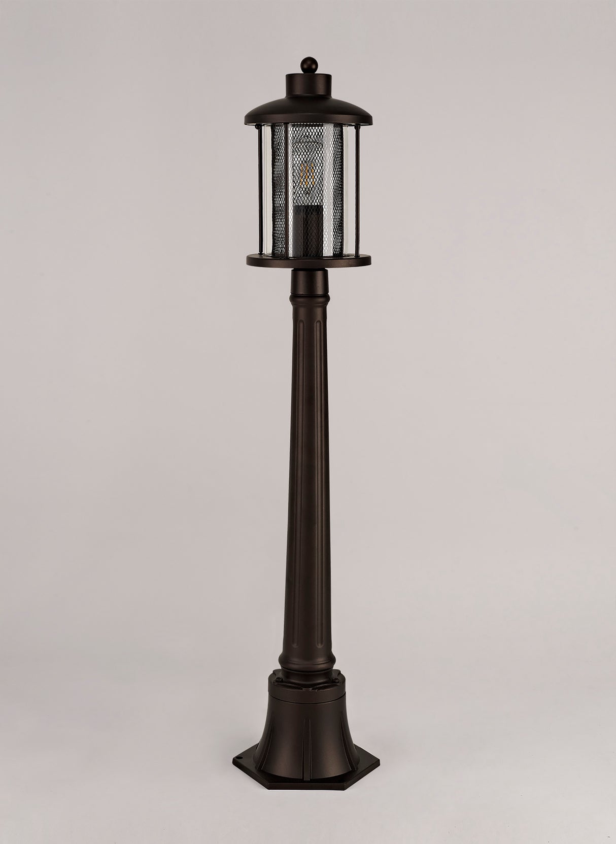 Basey Single Headed Post Lamp, 1 x E27, Antique Bronze/Clear Glass, IP54, 2yrs Warranty