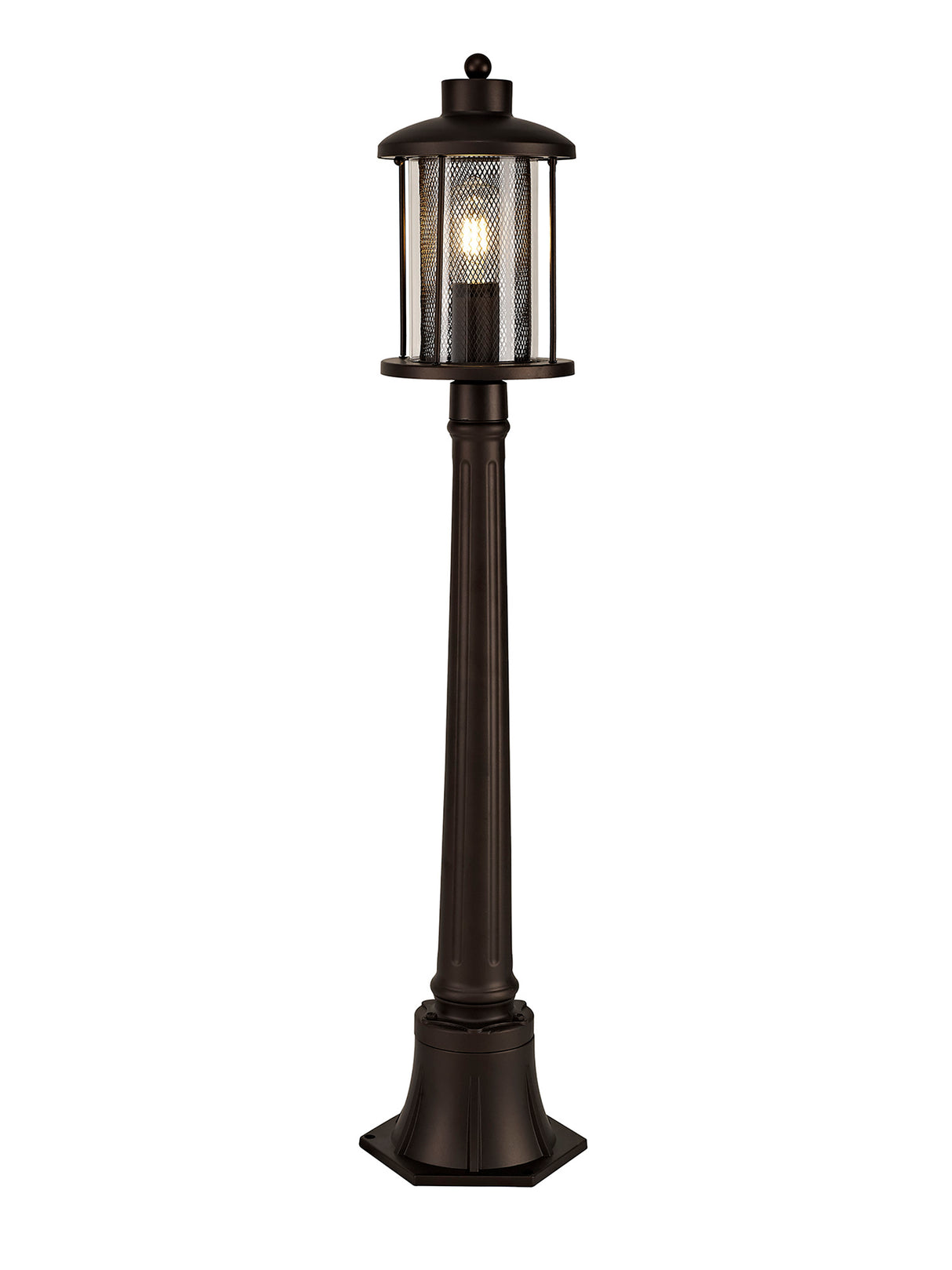Basey Single Headed Post Lamp, 1 x E27, Antique Bronze/Clear Glass, IP54, 2yrs Warranty