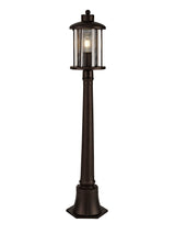 Basey Single Headed Post Lamp, 1 x E27, Antique Bronze/Clear Glass, IP54, 2yrs Warranty